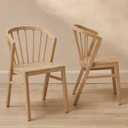 Mabel Pale Oak Wooden Spindle Dining Chairs - Set of 2 - thumbnail 1