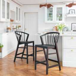 Mabel Black Oak Bar Stools - Set of 2 - thumbnail 1