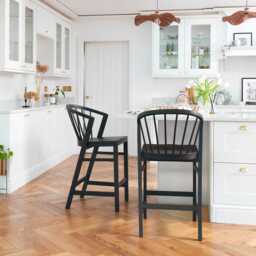 Mabel Black Oak Bar Stools - Set of 2 - thumbnail 2