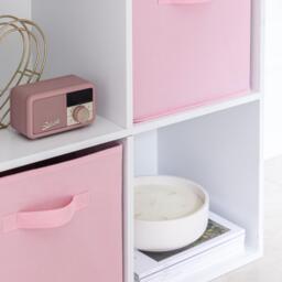 Cara 8 Cube Storage Unit in Chalk White & 4 Pink Handled Box Drawers - thumbnail 5