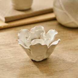 Salema 11cm Ceramic Flower Ornament - Off White - thumbnail 1