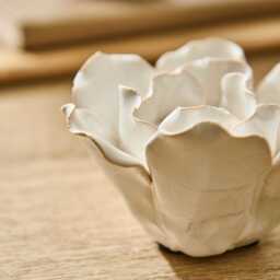 Salema 11cm Ceramic Flower Ornament - Off White - thumbnail 2