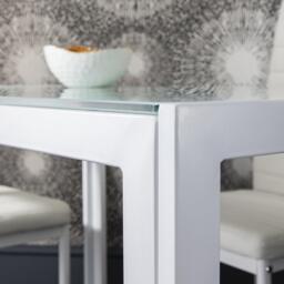 Anya Glass Dining Table Set - 4 Seater - White Faux Leather Dining Chairs - thumbnail 4