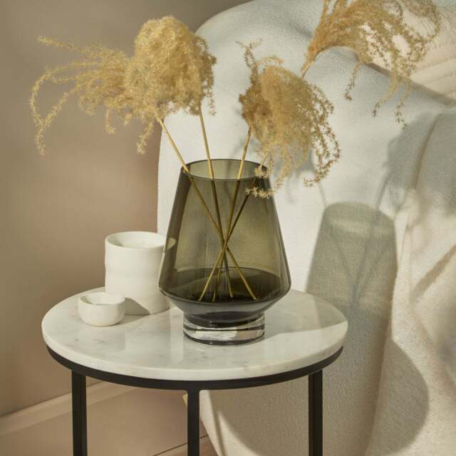 Lugano 22cm Glass Hurricane Vase - Smoke Grey - image 1