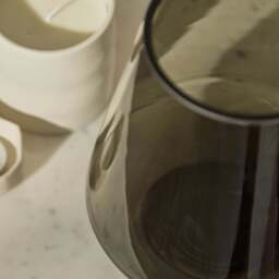 Lugano 22cm Glass Hurricane Vase - Smoke Grey - thumbnail 5
