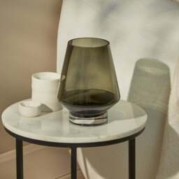 Lugano 22cm Glass Hurricane Vase - Smoke Grey - thumbnail 2