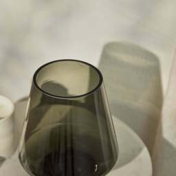 Lugano 22cm Glass Hurricane Vase - Smoke Grey - thumbnail 3