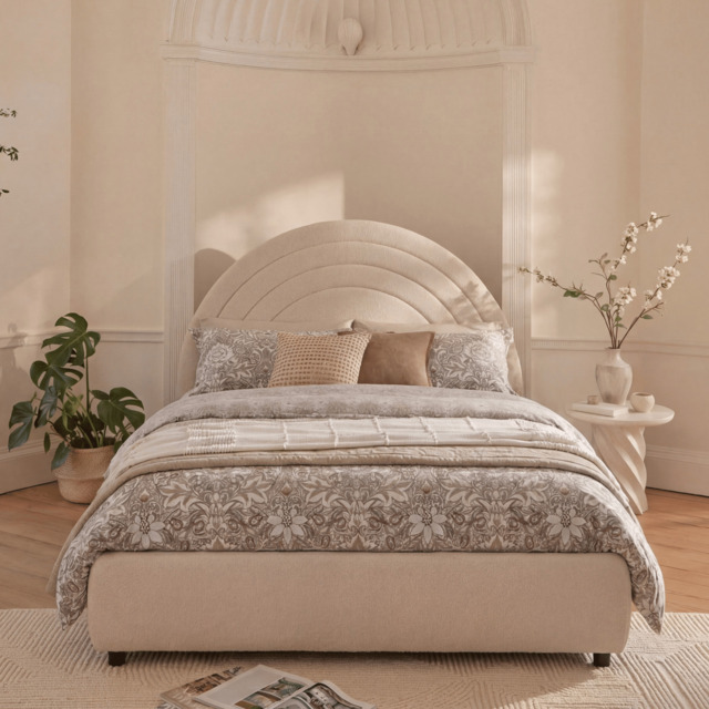 Mimi King Size Ottoman Bed - Chalk White Boucle - image 1