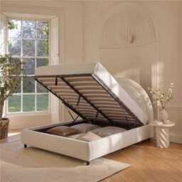 Mimi King Size Ottoman Bed - Chalk White Boucle - thumbnail 2