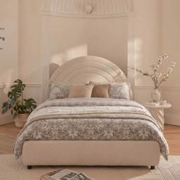 Mimi King Size Ottoman Bed - Chalk White Boucle