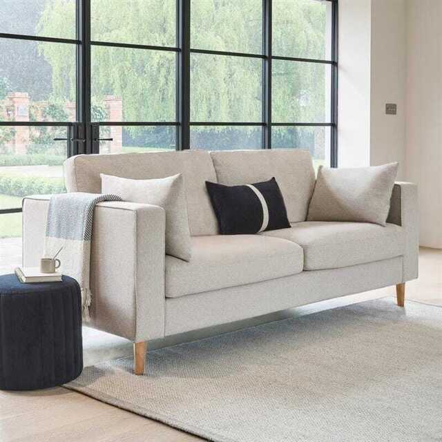 Emily 3 Seater Sofa - Sand with Pale Oak Legs - image 1