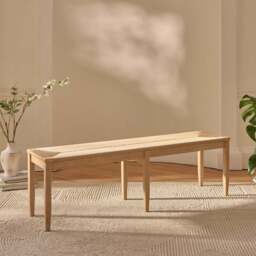Tilly 150cm Wooden Woven Bench - Whitewash Oak - thumbnail 1