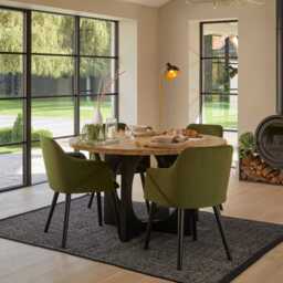 Freya Fern Green Armchairs - Set of 2 - Black Oak Legs - thumbnail 2
