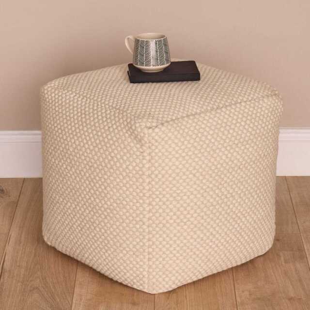 Atcham Wool & Cotton Ottoman Stool - Clay/Natural - image 1