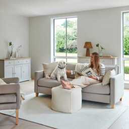 Atcham Wool & Cotton Ottoman Stool - Clay/Natural - thumbnail 2