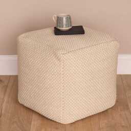 Atcham Wool & Cotton Ottoman Stool - Clay/Natural - thumbnail 1