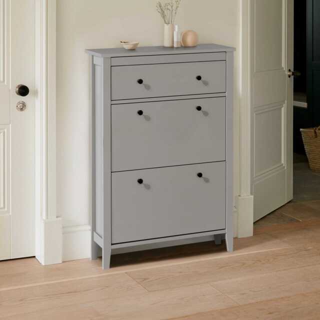 Sandhurst Shoe Cabinet - 3 Door - Grey - image 1