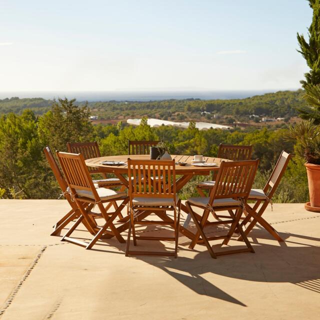 Ashby 8 Seater Wooden Round Garden Dining Set - 160cm - image 1
