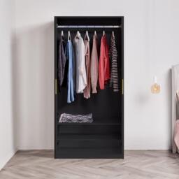 Essie Wardrobe & Drawers Bedroom Set - Pitch Black - thumbnail 3