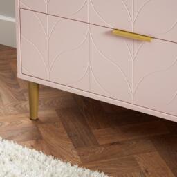 Gloria 3 Drawer Chest of Drawers - Blush Pink & Brass Effect - thumbnail 3