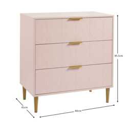 Gloria 3 Drawer Chest of Drawers - Blush Pink & Brass Effect - thumbnail 6