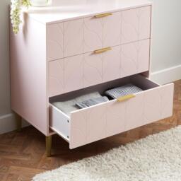 Gloria 3 Drawer Chest of Drawers - Blush Pink & Brass Effect - thumbnail 4