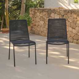 Ryder Black Rope Garden Chairs - Set of 2 - thumbnail 1