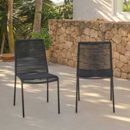 Ryder Black Rope Garden Chairs - Set of 2 - thumbnail 5