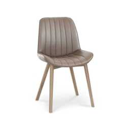Bella Almond Brown Faux Leather Dining Chairs - Set of 2 - Whitewash Oak Legs - thumbnail 6