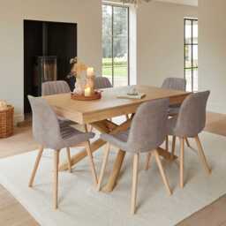 Bella Almond Brown Faux Leather Dining Chairs - Set of 2 - Whitewash Oak Legs - thumbnail 2