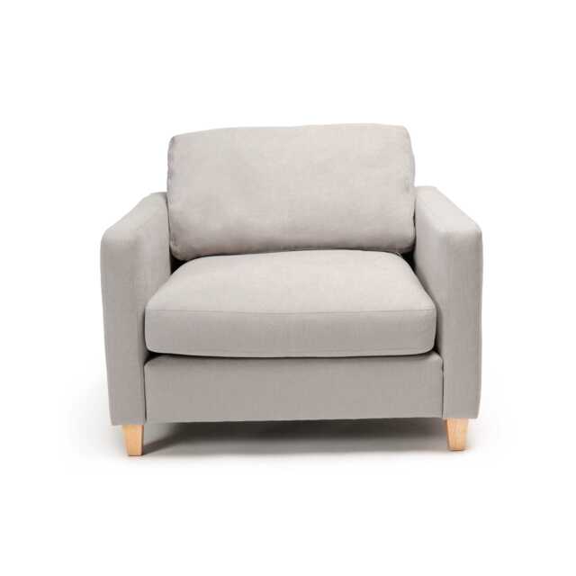 Ava Soft Beige Armchair - Pale Oak Legs - image 1