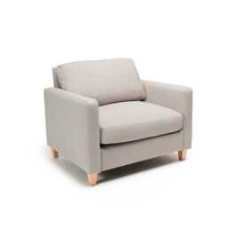 Ava Soft Beige Armchair - Pale Oak Legs - thumbnail 2