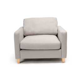 Ava Soft Beige Armchair - Pale Oak Legs - thumbnail 1