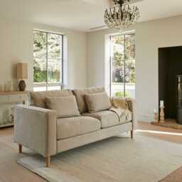 Emily 2 Seater Sofa - Soft Beige with Pale Oak Legs - thumbnail 4