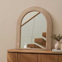 Kubu 90 x 77cm Wooden Arch Mirror - Whitewash - thumbnail 1