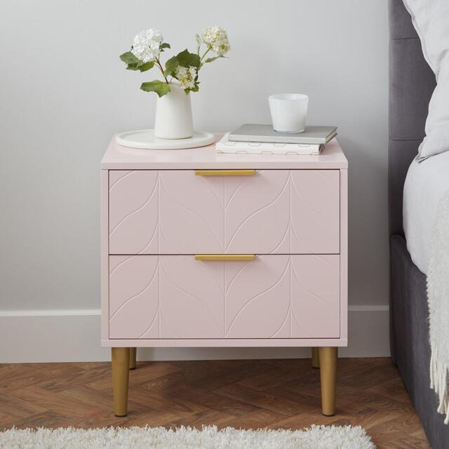 Gloria Bedside Table - Blush Pink & Brass Effect - image 1