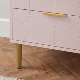 Gloria Bedside Table - Blush Pink & Brass Effect - thumbnail 3