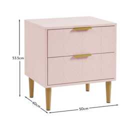 Gloria Bedside Table - Blush Pink & Brass Effect - thumbnail 6