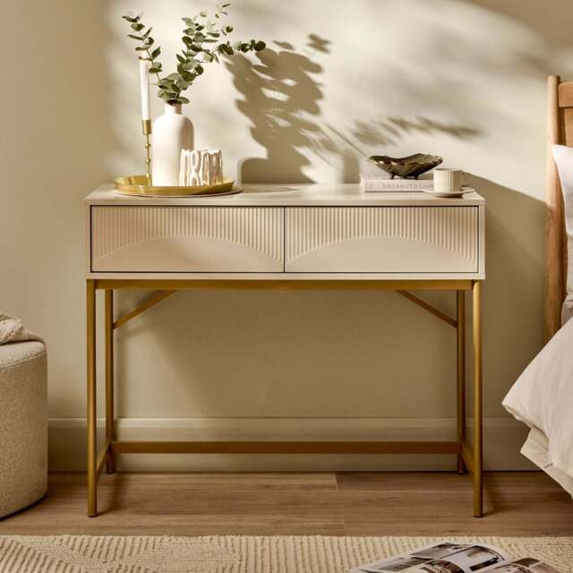 Luella 100cm Fluted Dressing Table - Driftwood - image 1