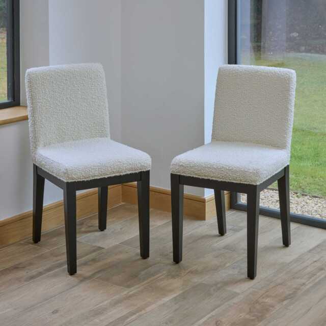 Nolan Boucle Dining Chairs - Set of 2 - Black Oak Legs - image 1