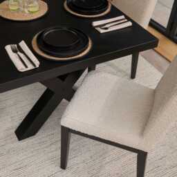 Nolan Boucle Dining Chairs -  Set of 2 - Black Oak Legs - thumbnail 5