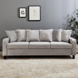 Tracy 3 Seater Sofa - Grey Velvet with Black Legs - thumbnail 1