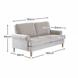 Annabelle 3 Seater Sofa - Cloud Grey with Pale Oak Legs - thumbnail 6