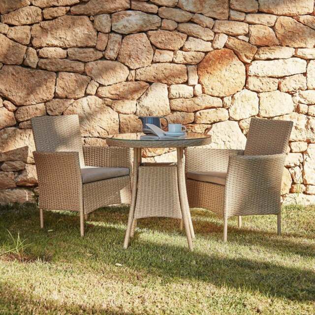 Kemble 2 Seater Rattan Garden Bistro Outdoor Dining Set - Natural Brown - image 1
