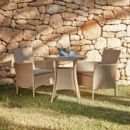 Kemble 2 Seater Rattan Garden Bistro Outdoor Dining Set - Natural Brown - thumbnail 1