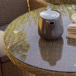 Kemble 2 Seater Rattan Garden Bistro Outdoor Dining Set - Natural Brown - thumbnail 6