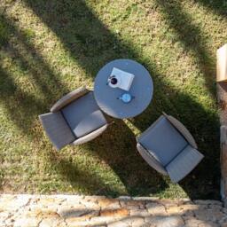 Kemble 2 Seater Rattan Garden Bistro Outdoor Dining Set - Natural Brown - thumbnail 5