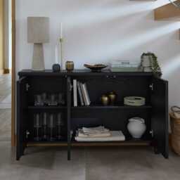 Raleigh 3 Door Large Sideboard - Black - thumbnail 3