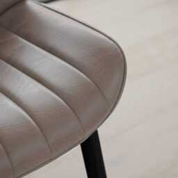 Bella Almond Brown Faux Leather Dining Chair - Set of 2 - Black Oak Legs - thumbnail 3