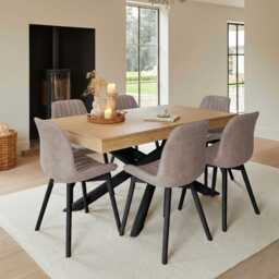 Bella Almond Brown Faux Leather Dining Chair - Set of 2 - Black Oak Legs - thumbnail 2